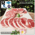 Lamb LEG BONELESS frozen Australia ALL BRANDS steak thin schnitzel 3/8" 1cm (price/600g 3-4pcs)